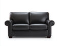 Divano a due posti-Pelle-175x95x88 cm-Nero-Stile classico moderno