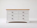 Cassettiera-Legno-148x45x84 cm-Bianco-Legno naturale-Stile country