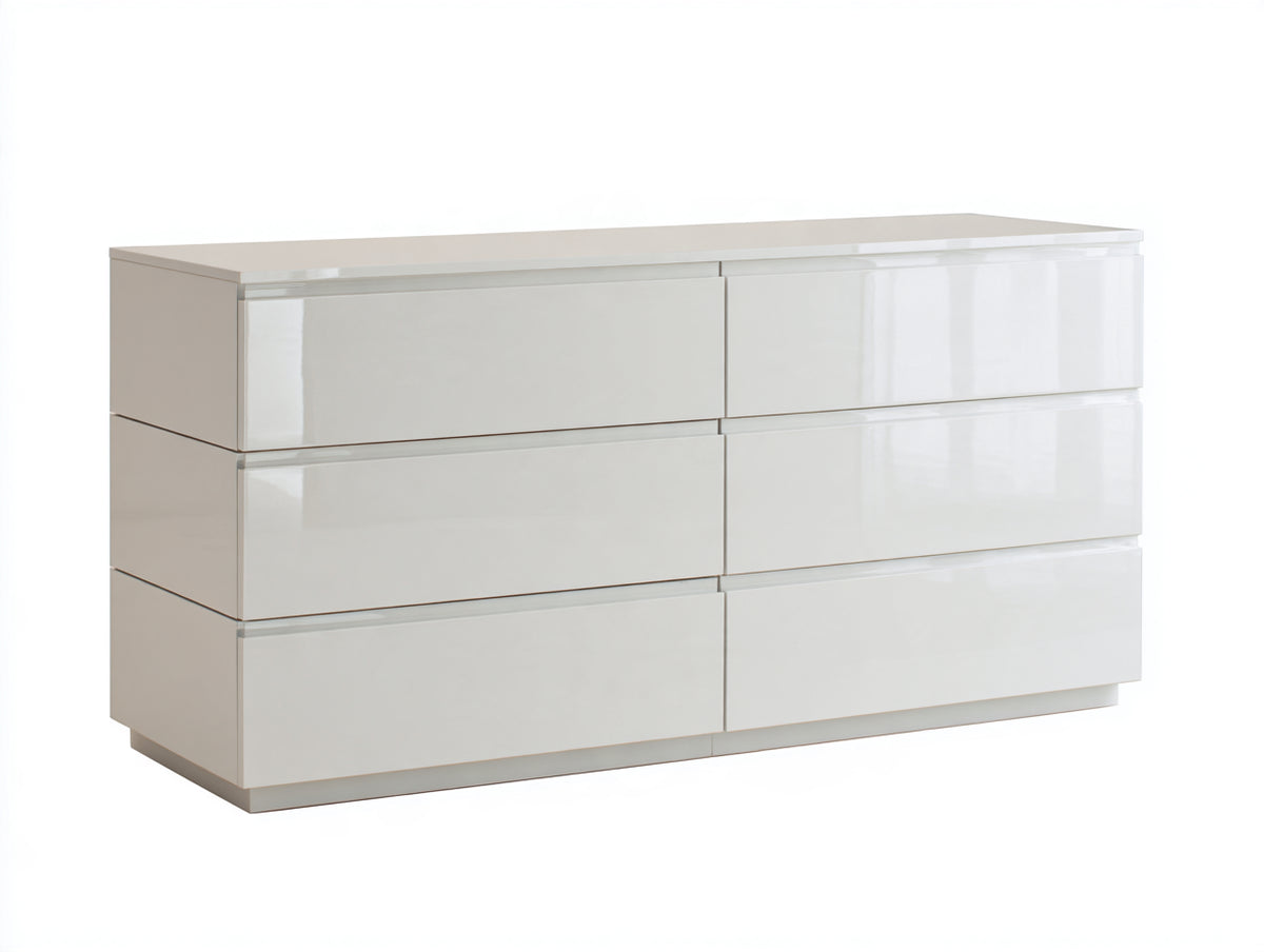 Cassettiera-Legno ingegnerizzato-160x45x76 cm-Bianco lucido-Stile contemporaneo