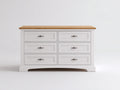 Cassettiera-Legno-142x44x82 cm-Bianco-Legno naturale-Stile classico