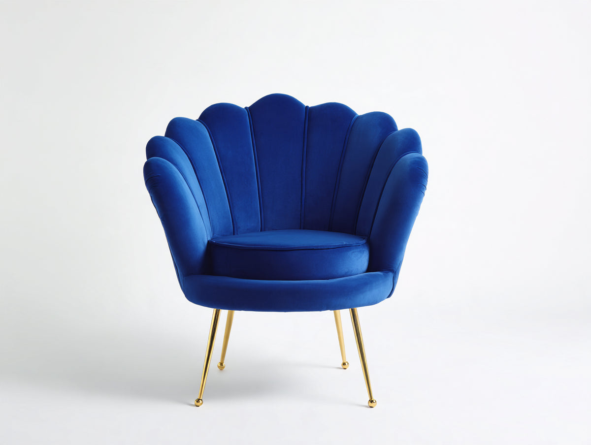 Poltrona-Velluto-78x75x85 cm-Blu-Stile moderno elegante