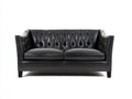 Divano a due posti-Pelle-174x89x86 cm-Nero-Stile Chesterfield contemporaneo