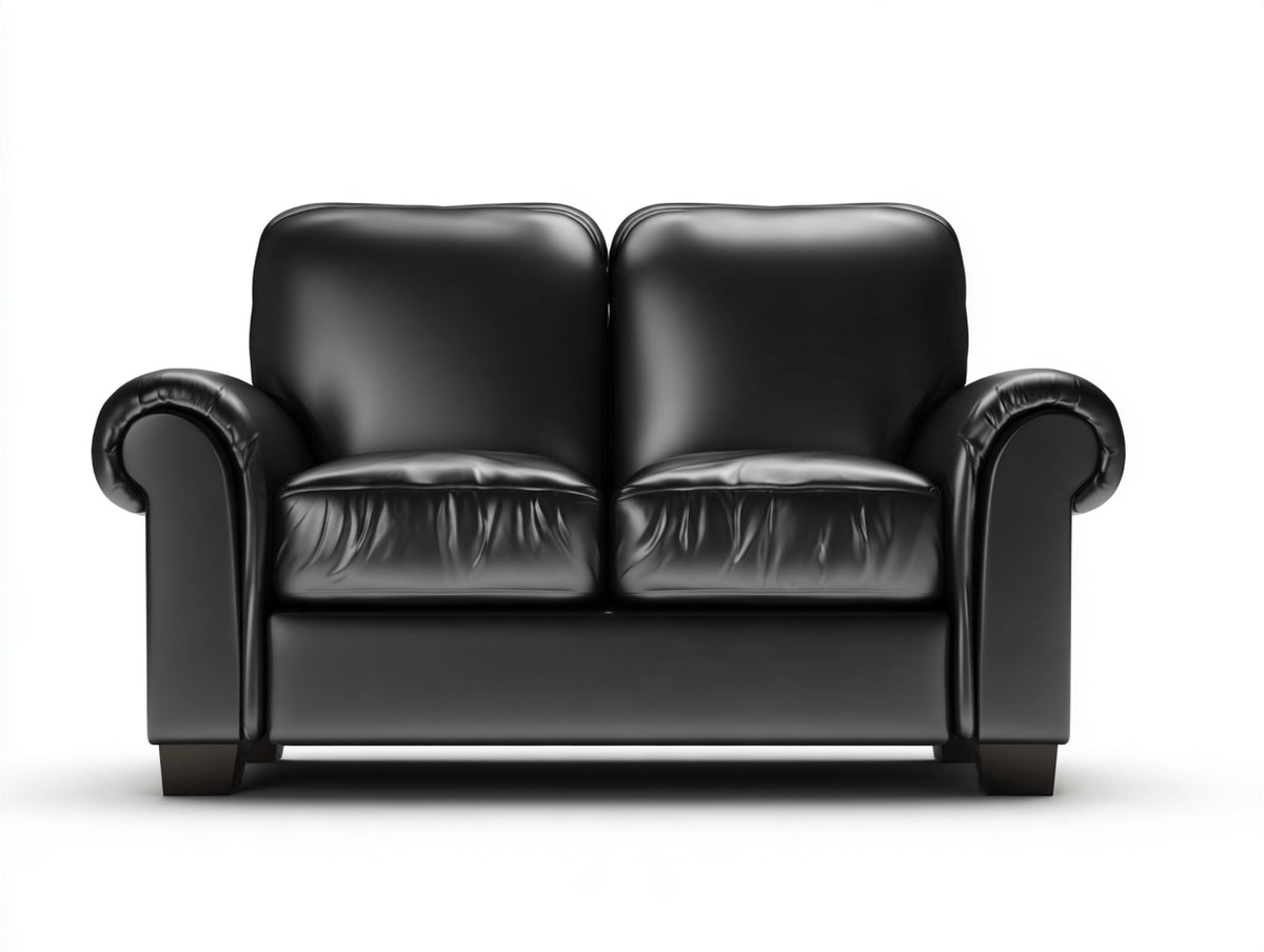 Divano a due posti-Pelle-150x88x95 cm-Nero-Stile classico