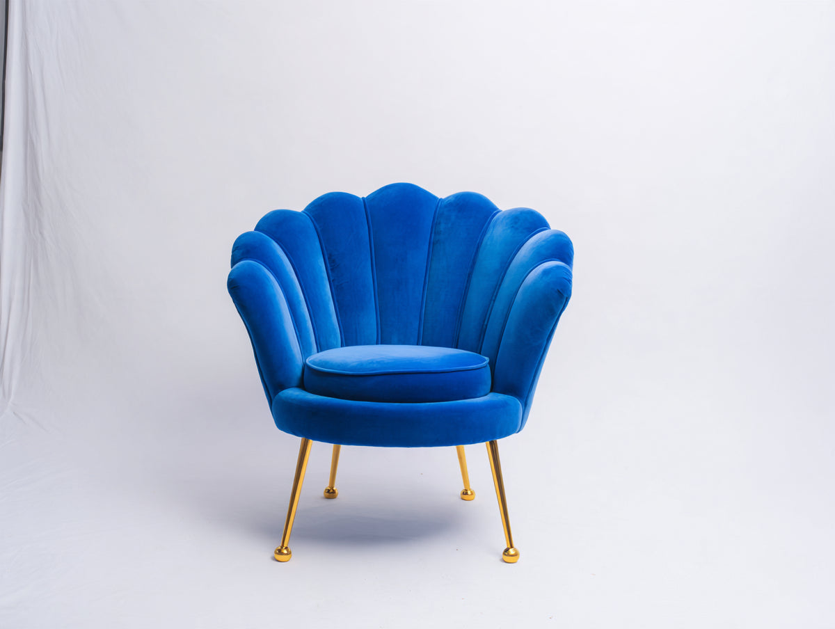 Poltrona-Velluto-82x78x88 cm-Blu-Stile moderno elegante