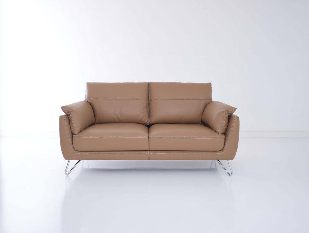 Divano a due posti-Pelle-172x90x87 cm-Beige-Stile contemporaneo