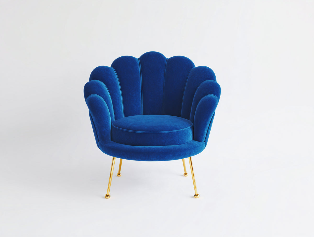 Poltrona-Velluto-82x78x88 cm-Blu-Stile moderno elegante