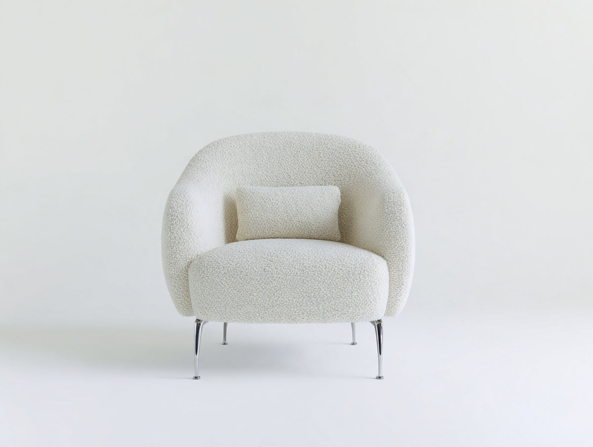 Poltrona-Bouclé-85x80x82 cm-Beige-Stile moderno contemporaneo