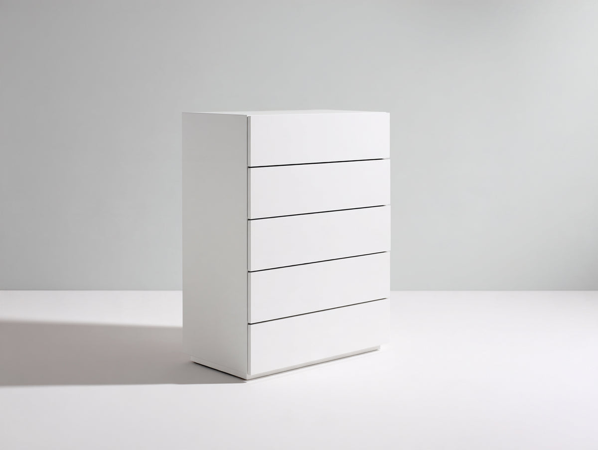 Cassettiera-Legno ingegnerizzato-78x43x116 cm-Bianco-Stile contemporaneo