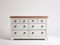 Cassettiera-Legno-132x44x84 cm-Bianco-Legno naturale-Stile country